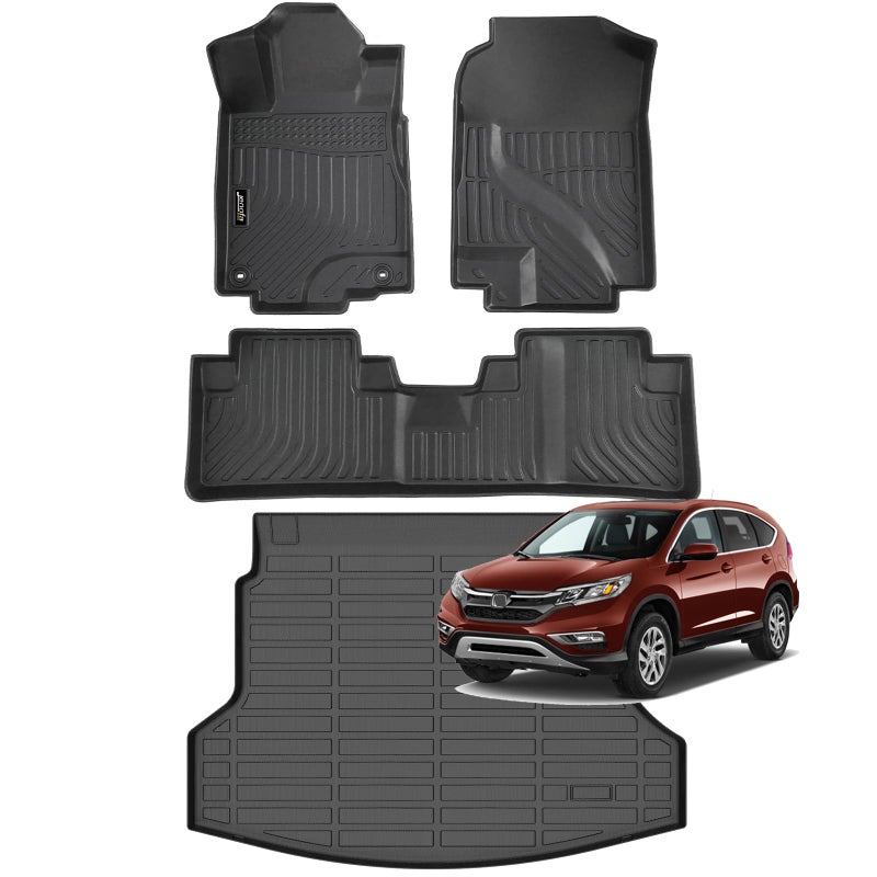 JenofaCar Floor Mats for 20122016 Honda CRV Fit for LX SE EX No subwoofer Not for CRV Touring EXL All Weather Waterproof Full Set Floor Liners Custom for CRV Accessories Black