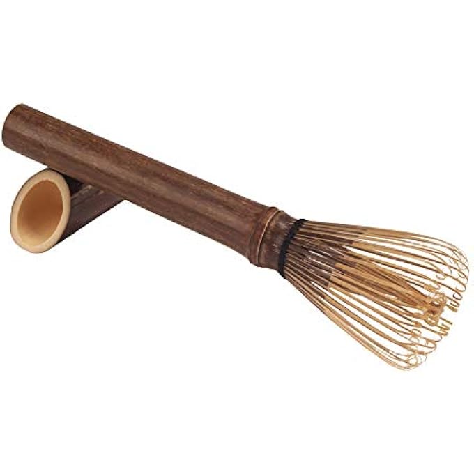 بامبو إم إن خفاقة ماتشا يابانية رفيعة بمقبض طويل من تشيسن، أداة ماتشا تقليدية رفيعة سوداء، قطعة واحدة - Image 3