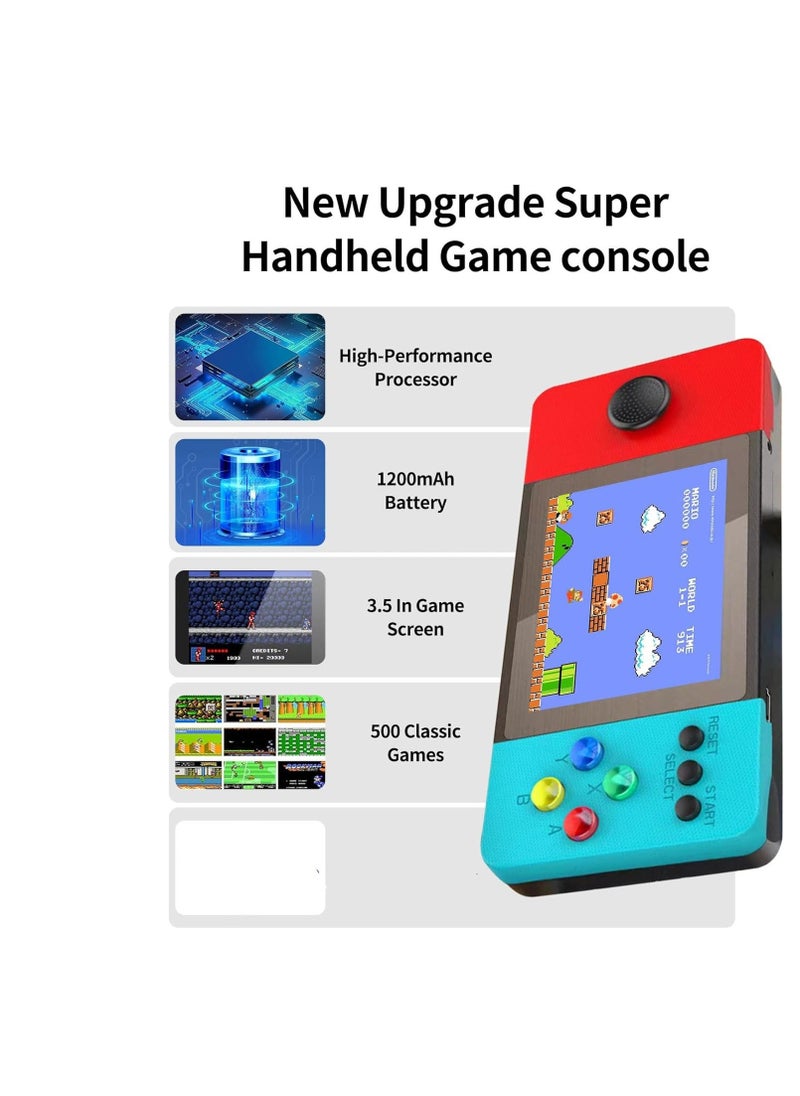 Retro Handheld Game Console, 500 FC Games, 3.5" Screen, 1200mAh Battery Portable Video Game Console, Protective EVA Case, Support Two Players & TV Connection, Gifts for Your Boys Girls - Image 2