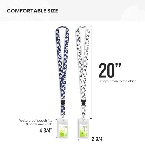 Limeloot 2-Pack Cruise Lanyard for Ship Cards | Silky Soft Cruise Lanyards with ID Holder and Detachable Buckle | Waterproof Cruise Ship Card Holder | Navy Blue and White Set - Image 3