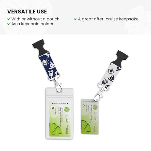 Limeloot 2-Pack Cruise Lanyard for Ship Cards | Silky Soft Cruise Lanyards with ID Holder and Detachable Buckle | Waterproof Cruise Ship Card Holder | Navy Blue and White Set - Image 4