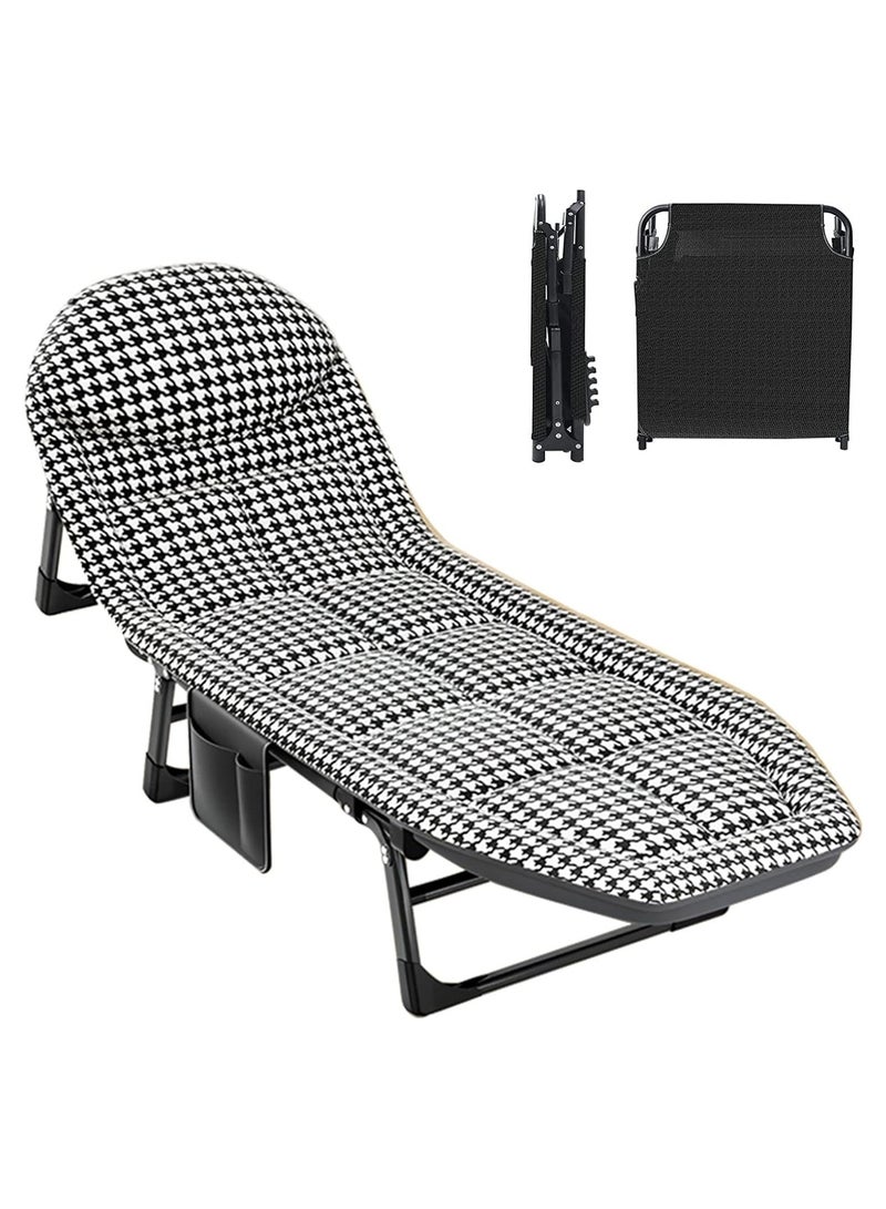 DubaiGallery Camping Cot, Camping Cot for Adults, 5 Fold Portable Folding Outdoor Lounge Chairs, Soft Pillows and Side Pockets, Perfect Sleeping Cot for Outdoor Travel/Sunbathing/Camping  - Image 1