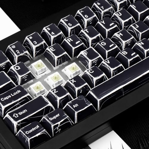 GEKUCAP PBT Keycaps 136 Keys Manga Theme Custom Keycaps Set, Cherry Profile Dye-Sublimation Black Key Caps for 61/64/68/84/87/100/104/108 Cherry Gateron MX Switches Mechanical Keyboard - Image 3