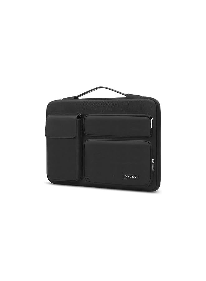 Mosiso 360 Protective Laptop Sleeve Compatible with MacBook Pro 16 inch 2023-2019 M3 A2991 M2 A2780 M1 A2485 A2141, 15-15.6 inch Notebook, Side Open Bag with 2 Raised&1 Flapover Pockets&Belt, Black  - Image 1