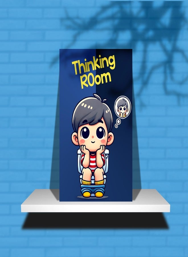 Roostaflag Thinking Room - Restroom Poster | Toilet Stickers for Door | Washroom Decor Posters | Bathroom Posters for Wall | Washroom Stickers Vinyl | Toilet Funny Decor | Restroom Wall Poster - Image 4
