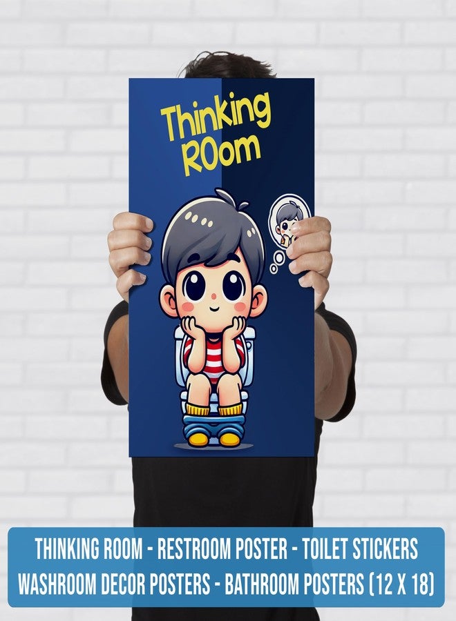 Roostaflag Thinking Room - Restroom Poster | Toilet Stickers for Door | Washroom Decor Posters | Bathroom Posters for Wall | Washroom Stickers Vinyl | Toilet Funny Decor | Restroom Wall Poster - Image 2