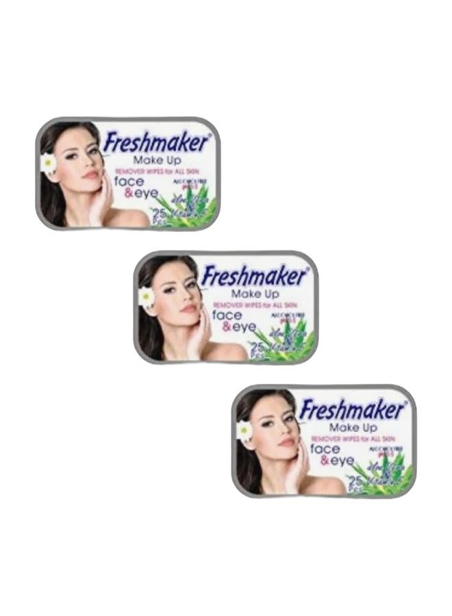 Freshmaker ؤمناديل مزيلة للمكياج بفيتامين هـ والصبار، عبوة من 25 منديل (3 قطع) - Image 1