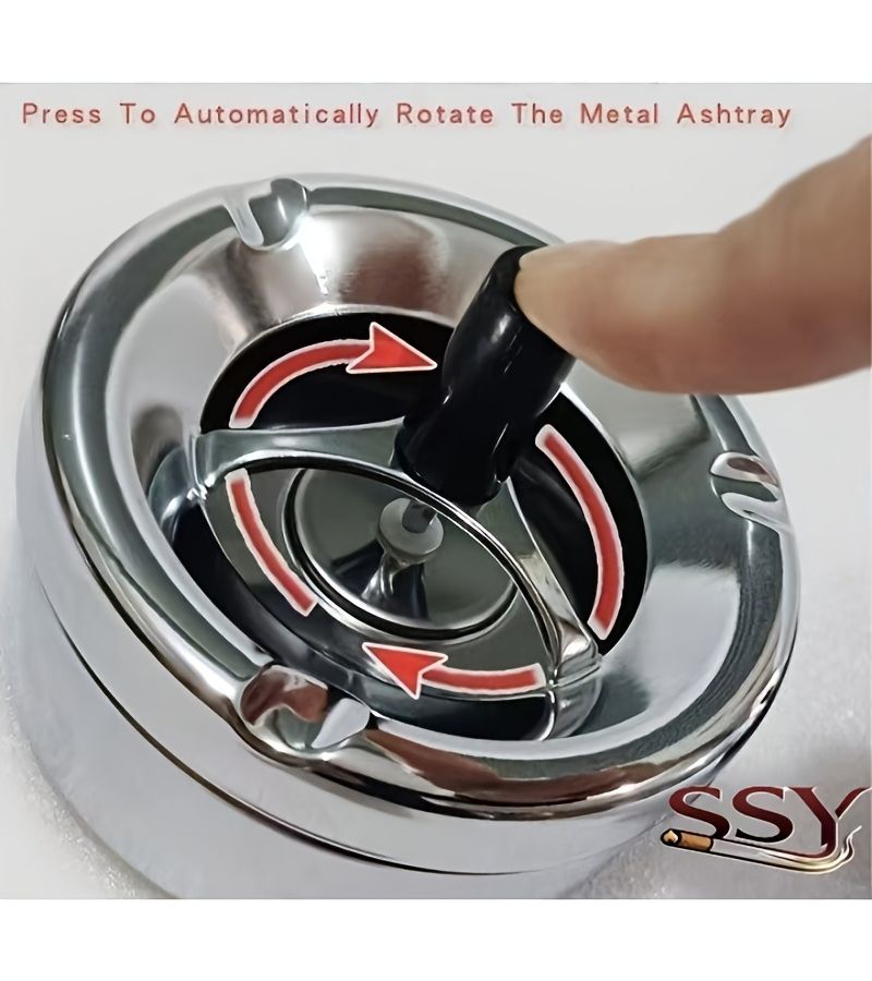Creative Metal Push to Rotate Ashtray 9cm - Image 2