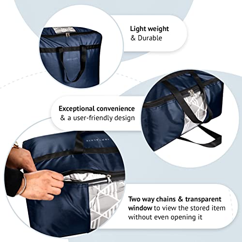 TRAVALATE Trvalate 2 Pack Water Resistant Moisture Proof Polyester Large Size Space Saving Underbed Storage Bag For Clothes, Blanket And Bedsheets – Blue - Image 5