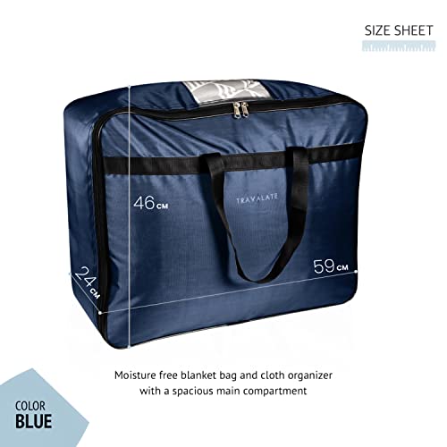 TRAVALATE Trvalate 2 Pack Water Resistant Moisture Proof Polyester Large Size Space Saving Underbed Storage Bag For Clothes, Blanket And Bedsheets – Blue - Image 2