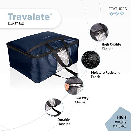 TRAVALATE Trvalate 2 Pack Water Resistant Moisture Proof Polyester Large Size Space Saving Underbed Storage Bag For Clothes, Blanket And Bedsheets – Blue - Image 3