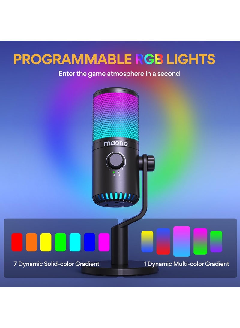ماونو ميكروفون USB ميكرو مع برنامج، ميكروفون معدني قابل للبرمجة مع إضاءة RGB للتسجيل، البث، البودكاست، PS5، PS4، الحاسوب، DM30 RGB - Image 3