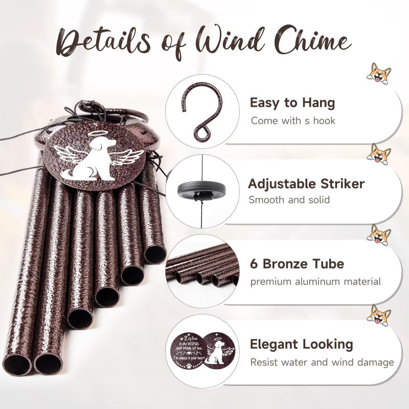 Synhonty Memorial Gifts For Loss Of Dog  25 Inch Pet Memorial Wind Chimes  Loss Of Dog Sympathy Gift  Pets Remembrance Gift  Bereavement Gifts Dogs  In Memory Of Dogs Wind Chimes For Outside Garden - Image 4