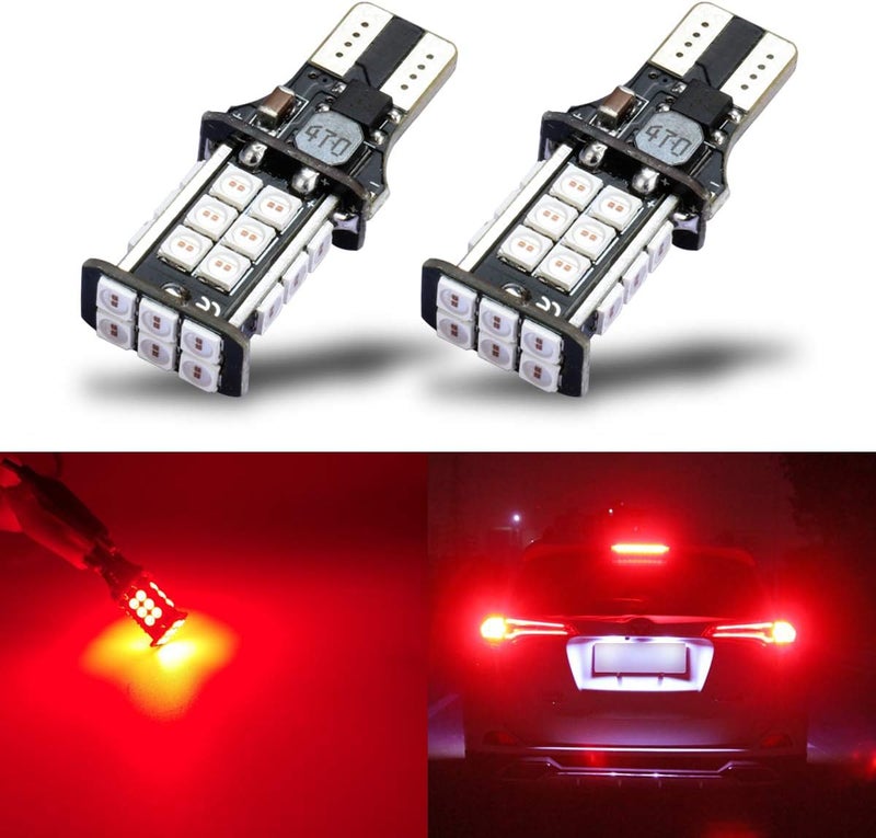 iBrightstar Extremely Bright 3030 Chipsets T15 912 W16W 921 LED Bulbs Error Free for Truck Cargo Lights, High Mount / 3rd Brake Lights, Brilliant Red - Image 1