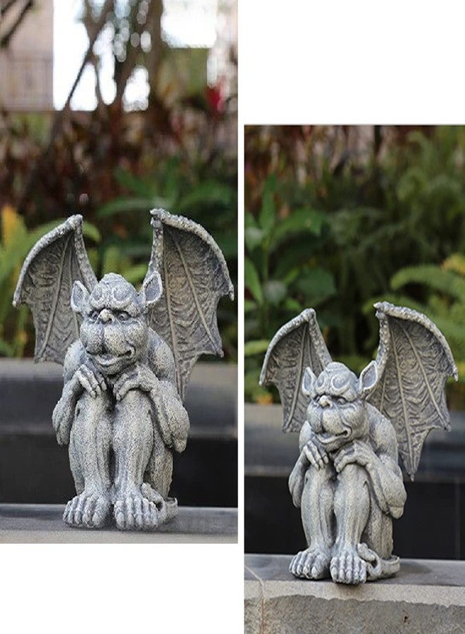 OwMell Gargoyle Statue Garden Guardian Sculpture Figurine Gothic Indoor Outdoor Garden Decor Statue, Sitting with Hands on Knees 7 Inch - Image 5