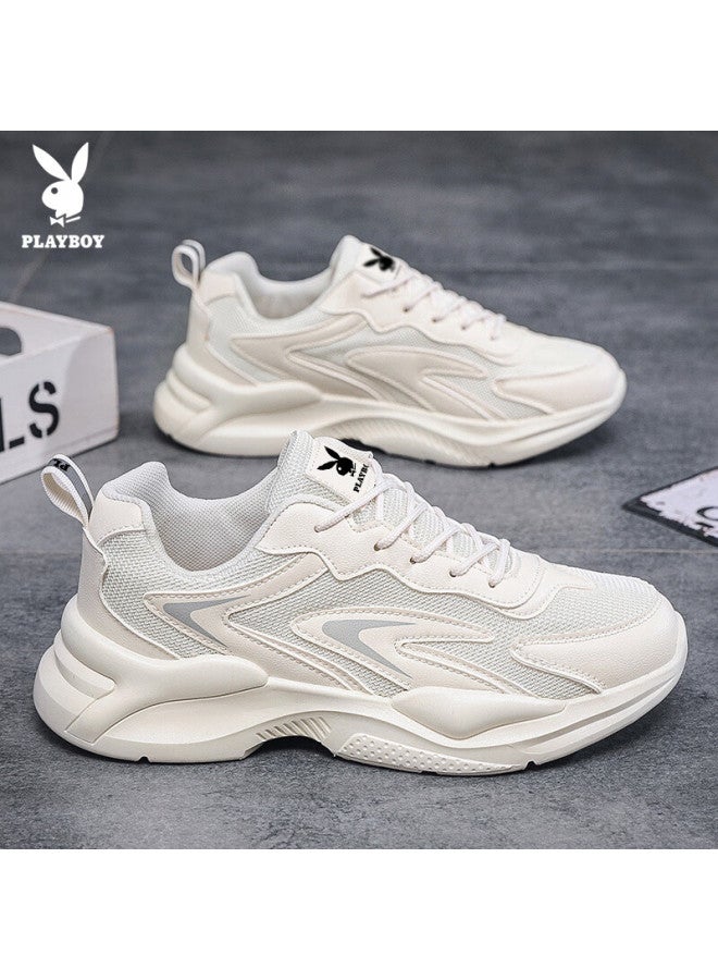 Playboy Dad Shoes For Men, Summer Men's Shoes, Thick-soled Mesh Breathable Casual Sneakers, Beige, Size 43 - Image 2