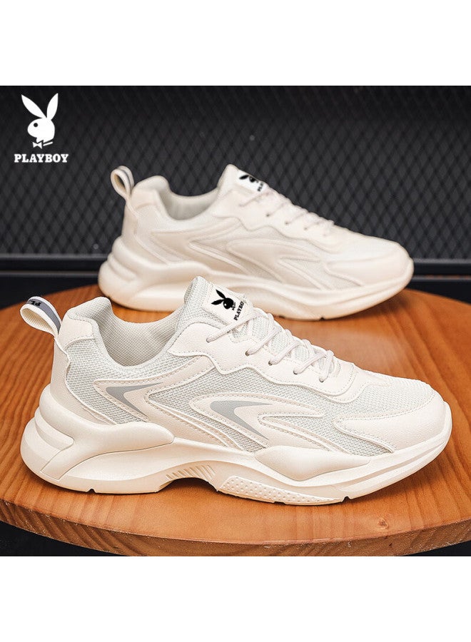 Playboy Dad Shoes For Men, Summer Men's Shoes, Thick-soled Mesh Breathable Casual Sneakers, Beige, Size 43 - Image 3