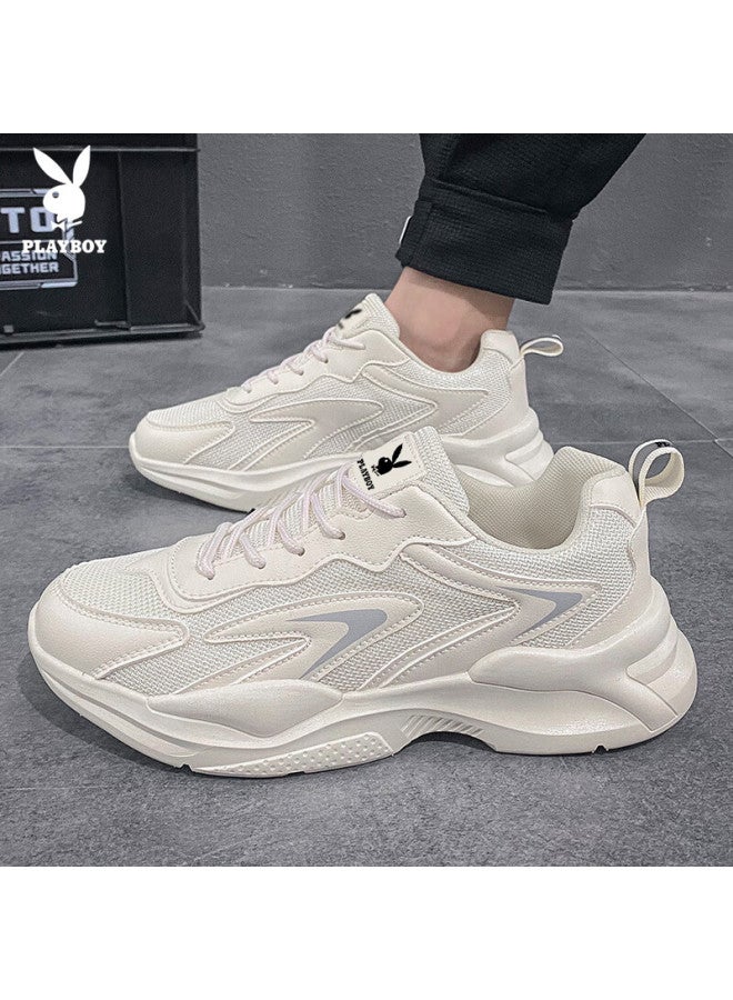 Playboy Dad Shoes For Men, Summer Men's Shoes, Thick-soled Mesh Breathable Casual Sneakers, Beige, Size 43 - Image 5