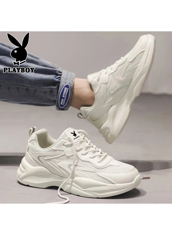 Playboy Dad Shoes For Men, Summer Men's Shoes, Thick-soled Mesh Breathable Casual Sneakers, Beige, Size 43 - Image 4