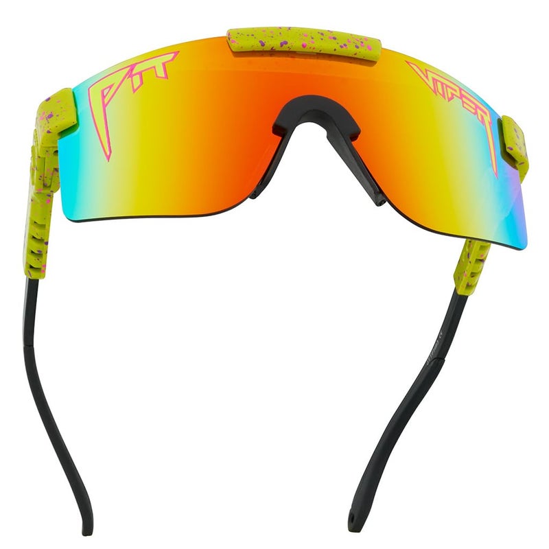 Pit Viper Sunglasses I The Original I Wide Fit I Polarized Lens, Indestructible Frame I Turbo Adjustable for Perfect Fit I Micro Fiber Bag & Retainer Straps I Rainbow Lens, Yellow Frame - Image 1