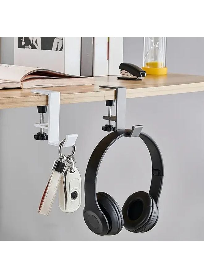 Black Adjustable Desktop Hook Clip On Headphone Holder Bag Stand Organizer - Image 4