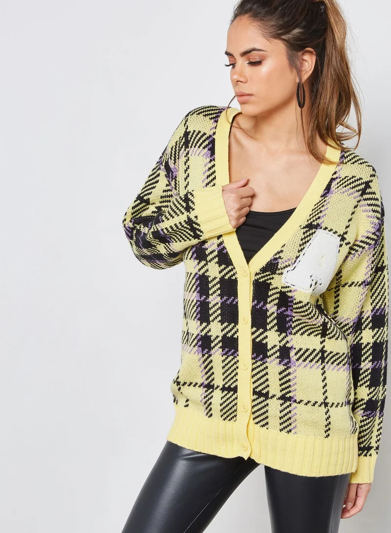 FOREVER 21 Button Front Checked Cardigan
