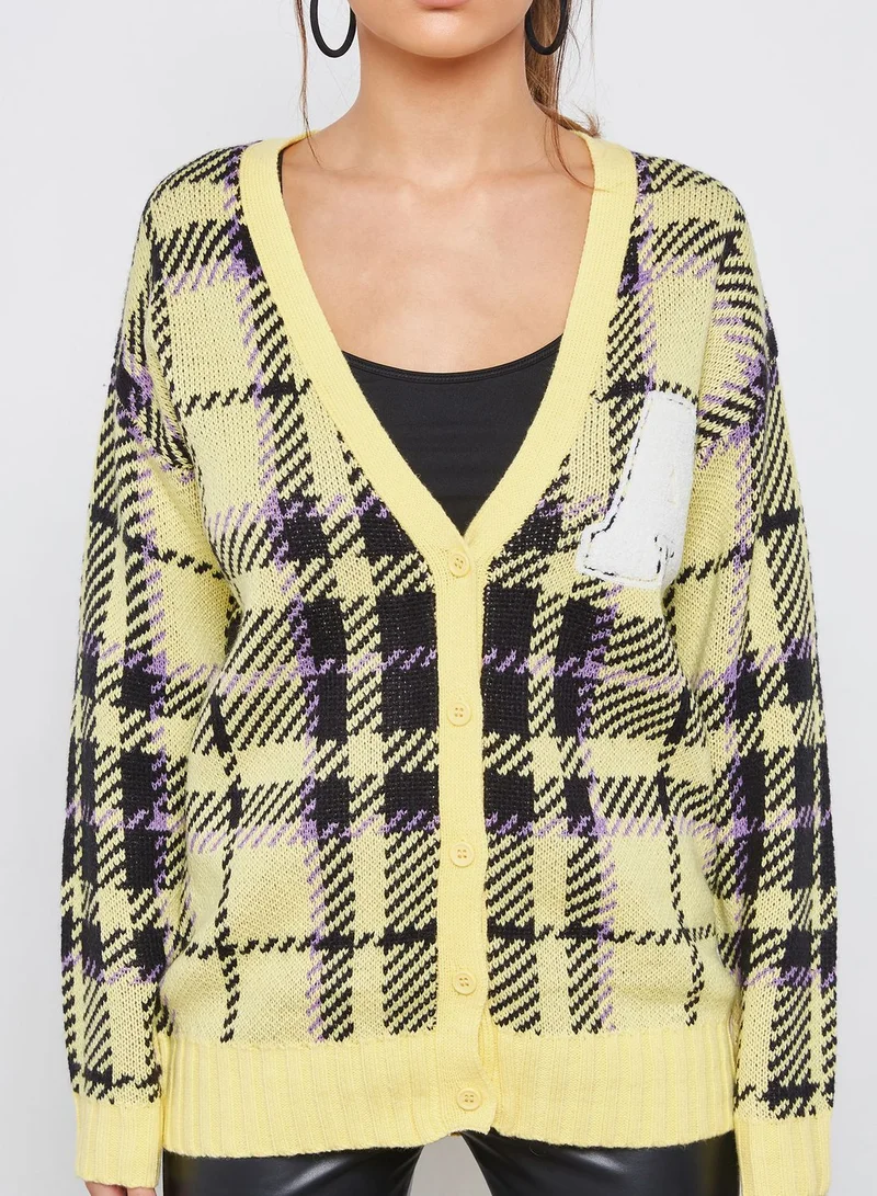 FOREVER 21 Button Front Checked Cardigan