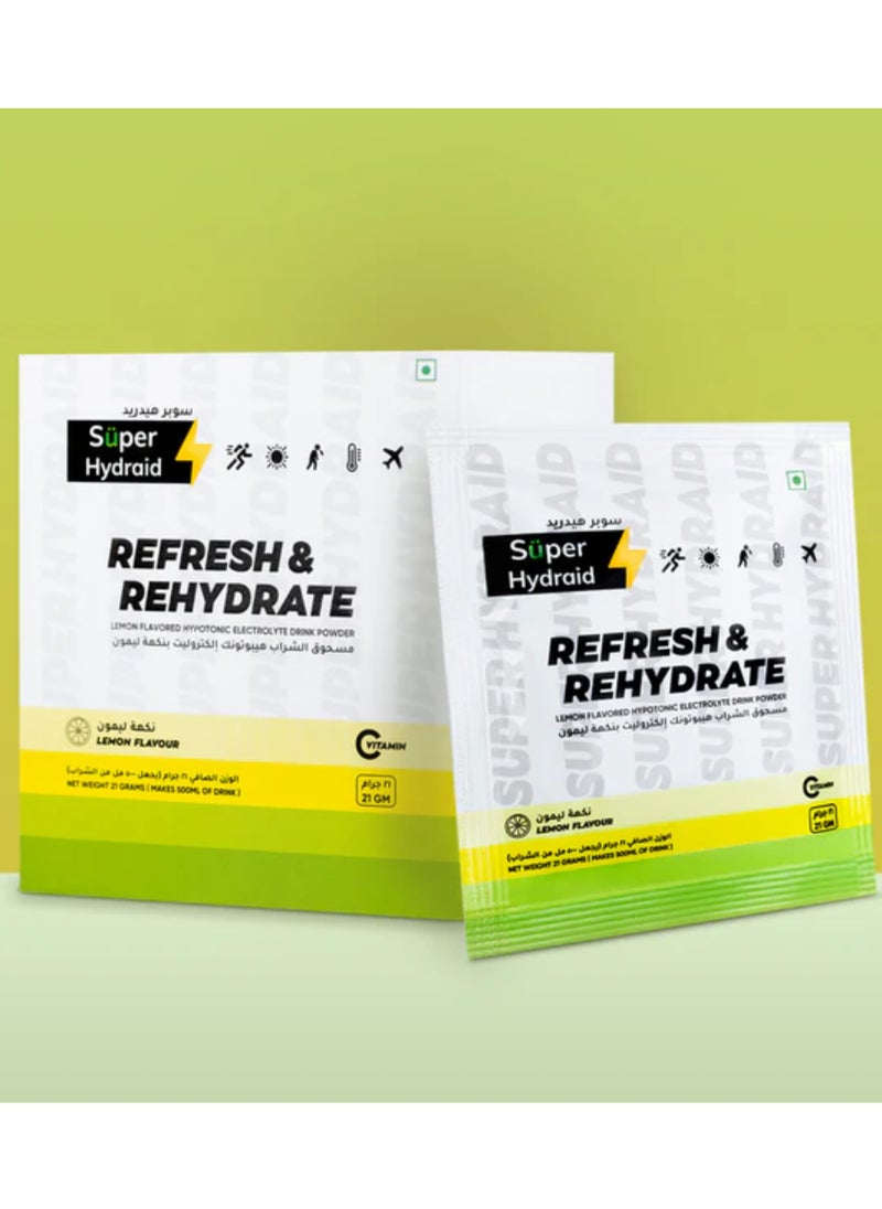 Super Hydraid Super Hydraid Refresh & Hydrate Lemon flavour 21gm x 10 Sachets  - Image 1
