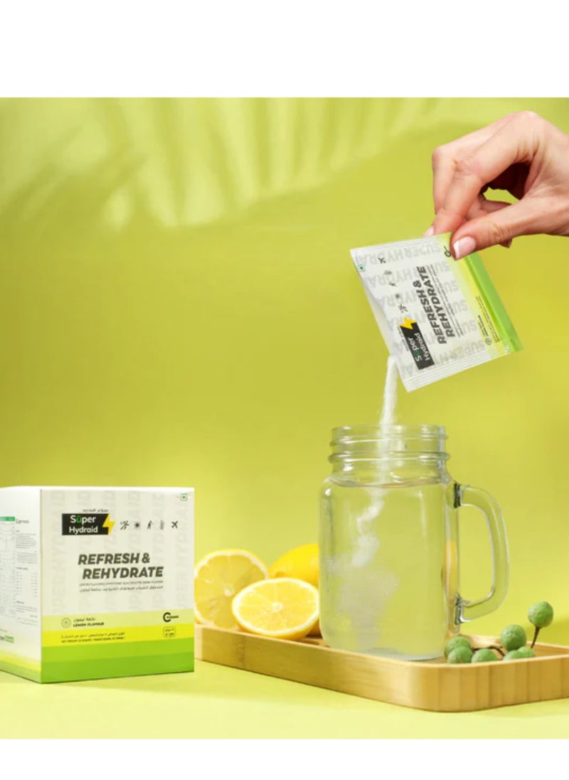 Super Hydraid Super Hydraid Refresh & Hydrate Lemon flavour 21gm x 10 Sachets  - Image 3
