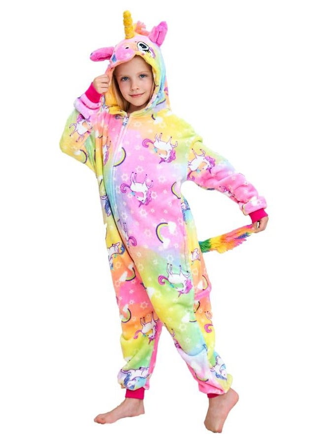 NewPlush Unisex Kids Unicorn Onesie Pyjamas Cosplay Costume for Girls and Boys Colorful flying horse 4T, Colorful Flying Horse, 4 Years - Image 1