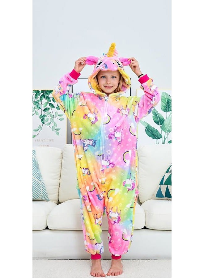 NewPlush Unisex Kids Unicorn Onesie Pyjamas Cosplay Costume for Girls and Boys Colorful flying horse 4T, Colorful Flying Horse, 4 Years - Image 3