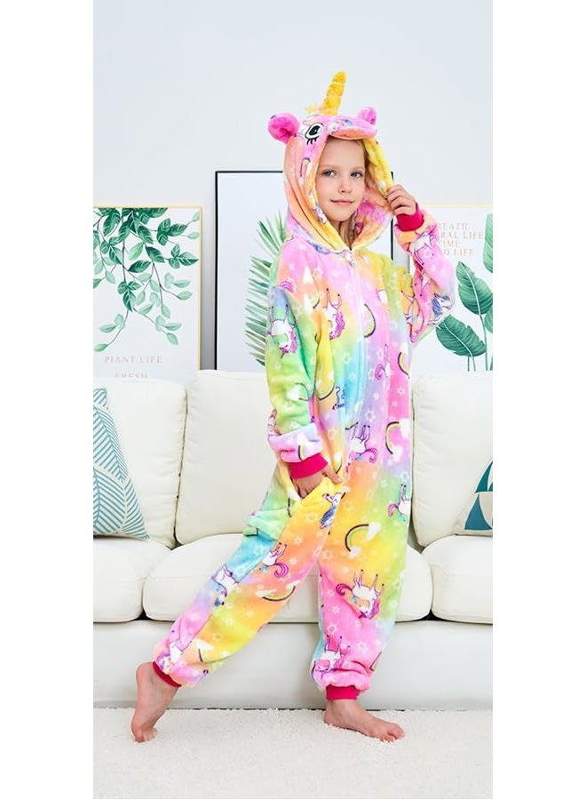 NewPlush Unisex Kids Unicorn Onesie Pyjamas Cosplay Costume for Girls and Boys Colorful flying horse 4T, Colorful Flying Horse, 4 Years - Image 2