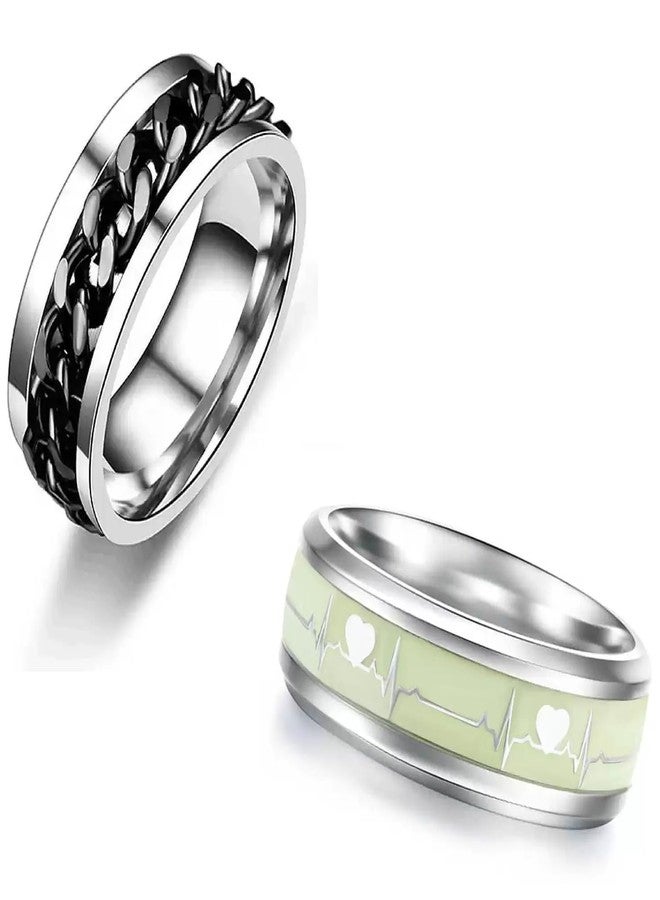 IGA COLLECTION Valentine Stylish Fashionable Latest Combo ECG & Silver Dude Chain Ring W2 (18) - Image 2
