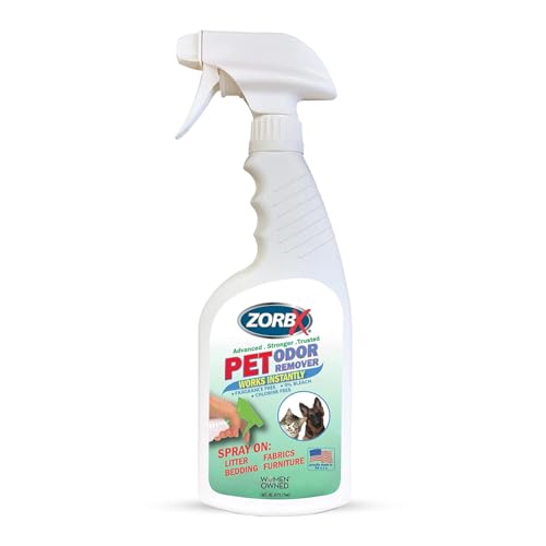 ZORBX Unscented Pet Odor Remover Spray 16 FL Oz - Perfume Free Strong Litter Odor Remover - Advanced Odor Control for Carpet, Bathroom & Urine Odors - Fast Acting Odor Remover Spray for Dogs & Cats - Image 1