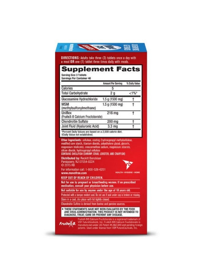 Schiff Move Free Advanced Plus MSM, 120 tablets - Joint Health Supplement with Glucosamine and Chondroitin (Pack of 4) - Image 4