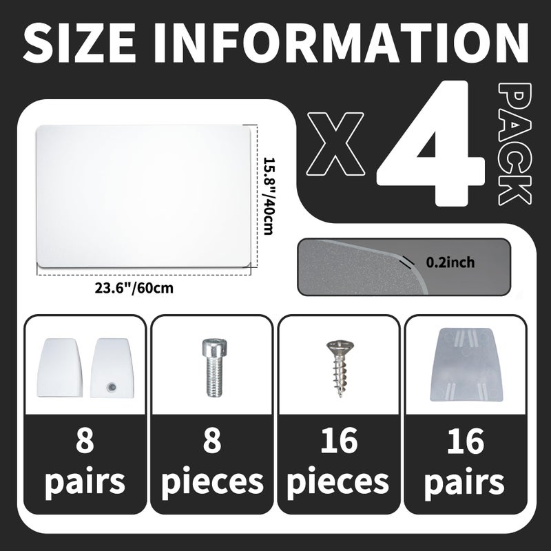 GOOFCXO 4 Pcs Desk Divider Privacy Panel 23.6 x 15.8 Inch Counter Desk Acrylic Panel Holder Free Standing Privacy Shield Work Station Desk Divider Partition for Offices Schools Call Centers (Frosting) - Image 2