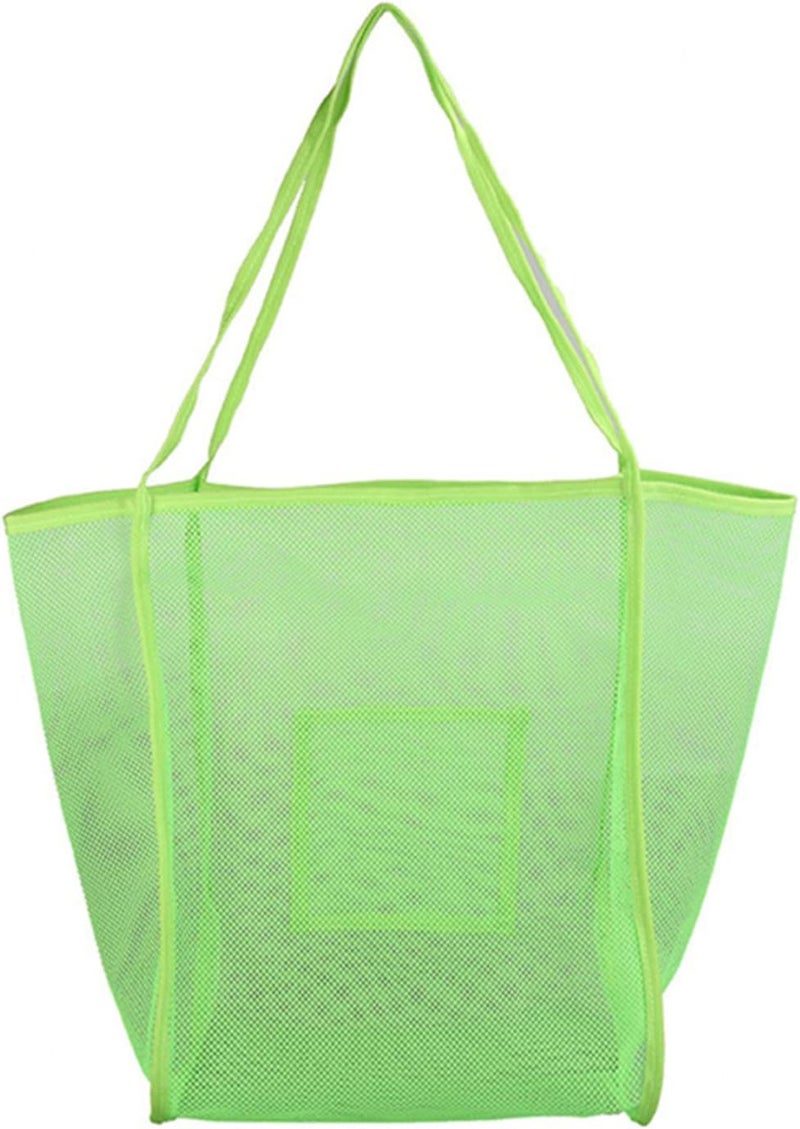 cheekyglo Large Mesh Tote Foldable with Pouch for Pool Towels Bath Storage Seashells Travel Vacation Durable Pool Tote,Light Green - Image 1