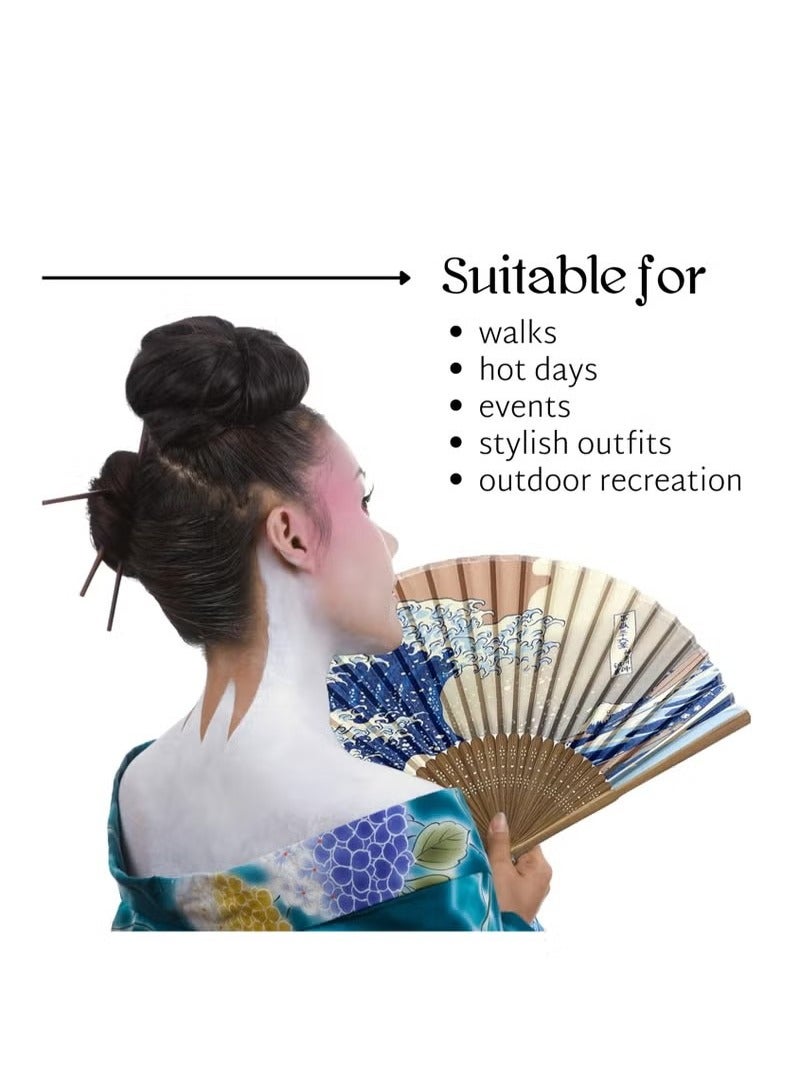 Folding Bamboo Hand Fan for Women: Wooden, Silk, and Paper Options. Ideal for Weddings, Home. - Image 4