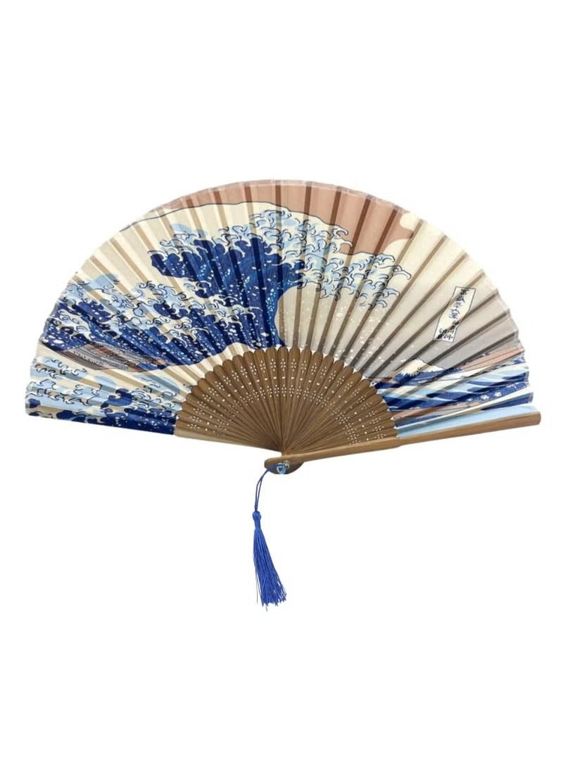 Folding Bamboo Hand Fan for Women: Wooden, Silk, and Paper Options. Ideal for Weddings, Home. - Image 1
