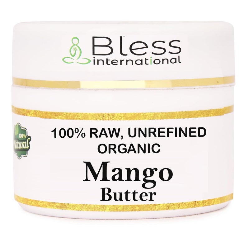 Bless International Organic Raw Mango Butter 100% Pure,Natural & Unrefined| Skin Moisturizer For Face, Body & Hair| 8 OZ/230 GM Ivory / White Grade A | DIY Creams, Balms, Lotions, Soaps| Softens Dry & Tough Skin - Image 1