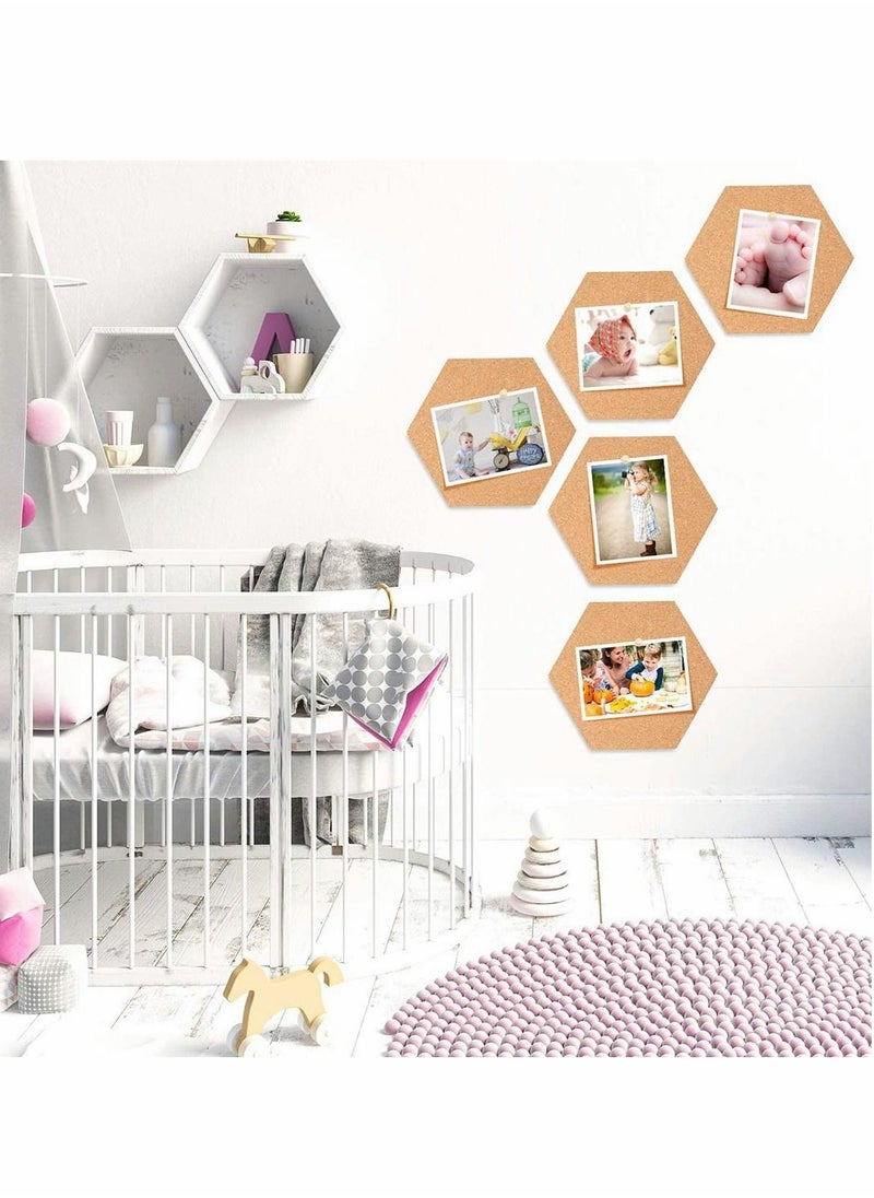 5 Pack Cork Bulletin Board with 40 Push Pins Small Cork Notice Board Cork Board Tiles Self Adhesive Cork Memo Board for Home,Office and School