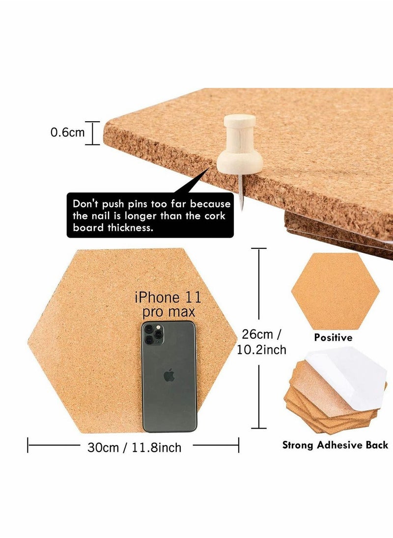 5 Pack Cork Bulletin Board with 40 Push Pins Small Cork Notice Board Cork Board Tiles Self Adhesive Cork Memo Board for Home,Office and School