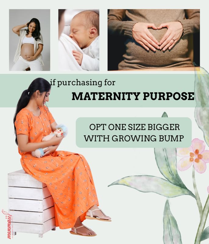 MENMAII Full Length [L-4XL] - Women's Full Open/Front Buttoned Multipurpose Nighty for Pregnancy/Elderly/Patient/Feeding/Hospital Purpose Nighty [a Kind of Adaptive Clothing] -[Orange_L] - Image 3