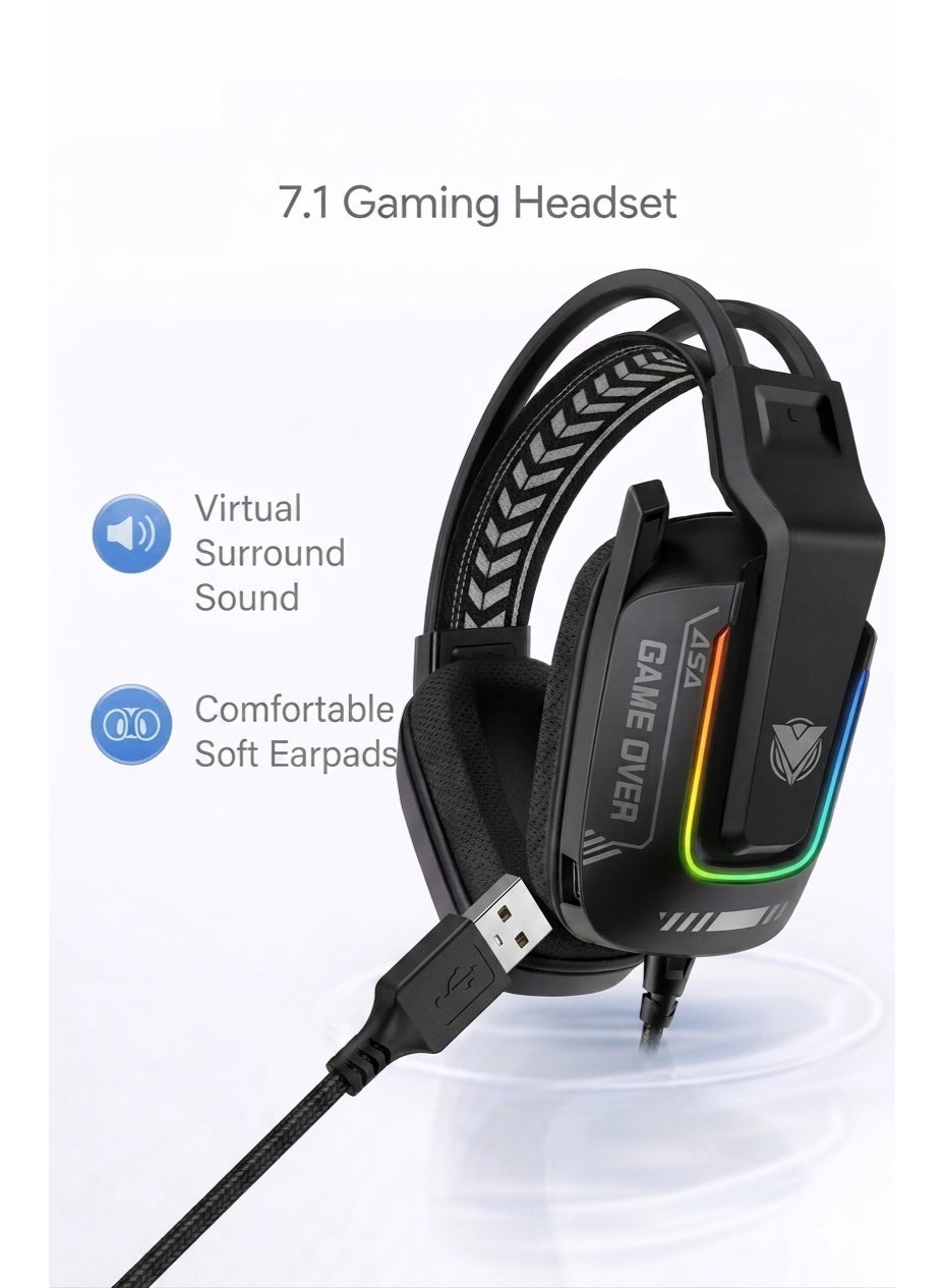 asa Asa Asa A80 Surround Sound Rgb Gaming Headset Usb Wired Noise Cancelling Microphone Console Software: PlayStation 4 (PS4) | Connection Type: Wired
