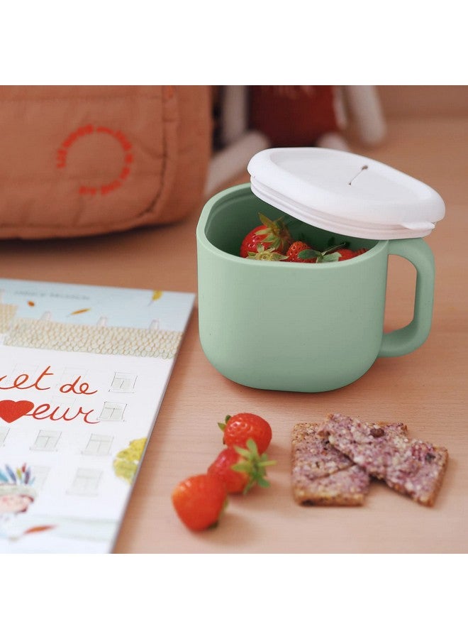 BEABA Pick 'n' Snack Silicone Snack Cup - Sage Green - Image 5