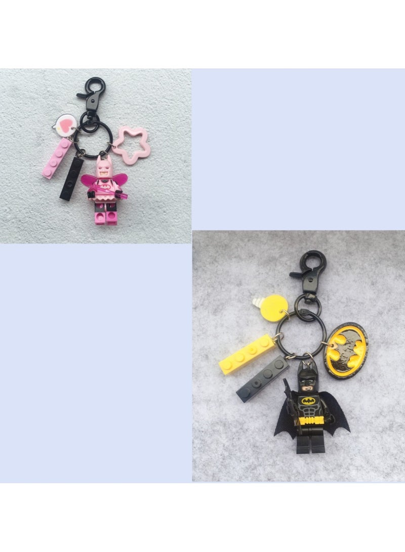 Cute Doll Keychain Pendant Building Blocks Small People DIY Car Keychain Couple Backpack Pendant - Image 2