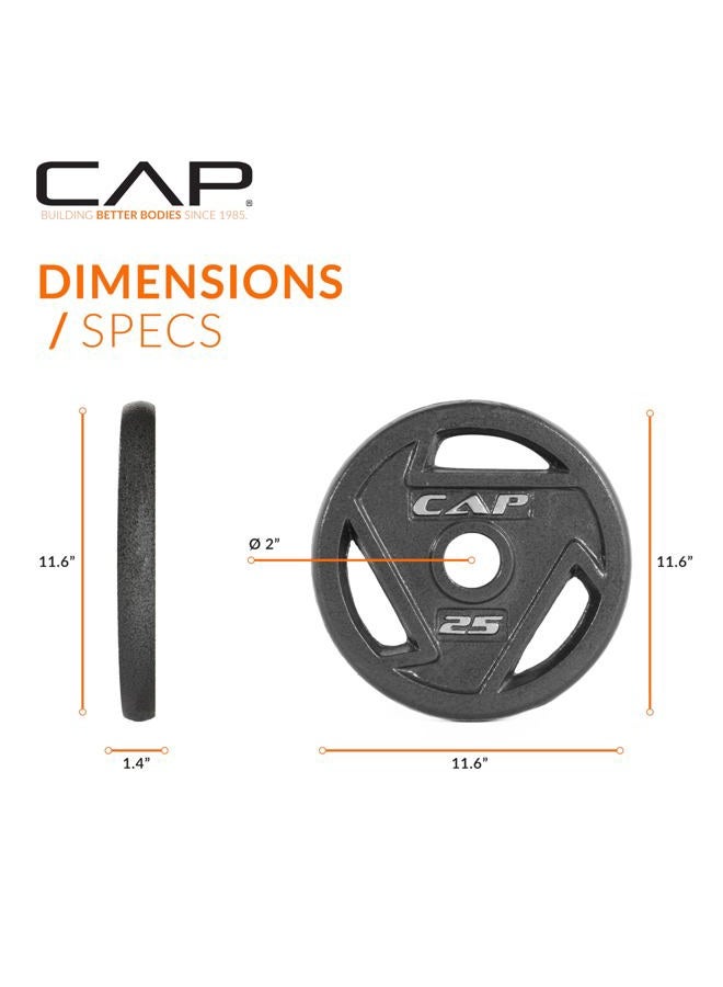 CAP Barbell 2-Inch Olympic Grip Weight Plate, 25 lb, Single Black - Image 4