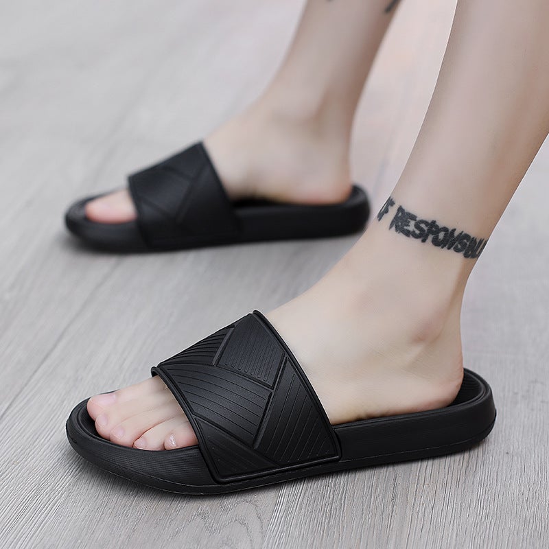 Summer slippers mens casual waterproof non-slip Sports soft bottom wear-resistant home outdoor two-way beach sandals plus size tide K008 Black K008 Black
