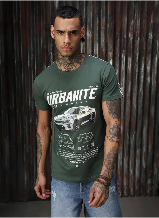 HIGH STAR Men Regular Motoracer Graphic Printed F1 Cotton T-shirt