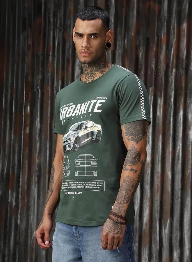 HIGH STAR Men Regular Motoracer Graphic Printed F1 Cotton T-shirt